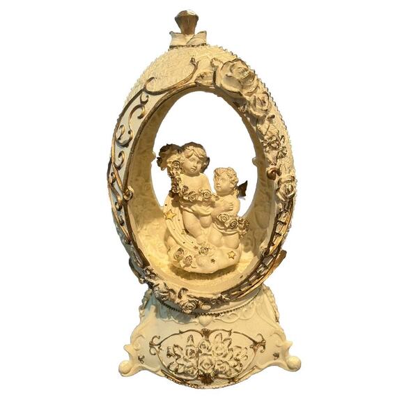 Vintage Musical Porcelain Egg With Angels Plays "Some Enchanted Evening" TB68 - Picture 2 of 8